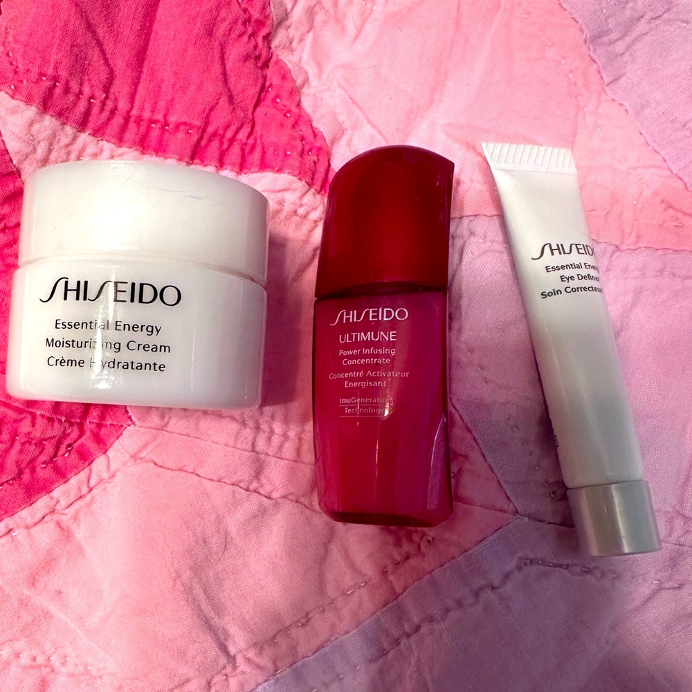 Three Shiseido travel sizes skincare